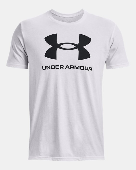 남성 UA 스포츠스타일 로고 티셔츠 in White image number 4